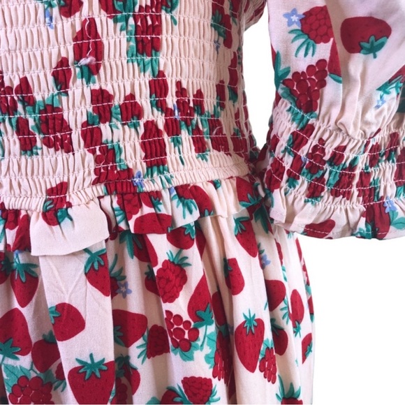 Betsey Johnson Smocked Strawberry Dress. New with no tags - Picture 4 of 6